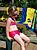 Emily, Anders and Luke had fun in the pool on the deck.