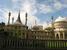 This is the Royal Pavilion in Brighton.  It was the summer palace of King George IV.  He began building it while merely a prince (in his early 20s), and continued building and remodelling it throughout his life.  He died at the age of 68, or thereabouts.  The outside is done in an Indian style, while the interior is a Chinoise phantasmagoria.
